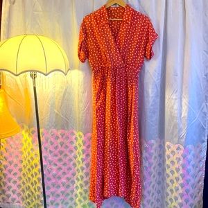 Vintage Polka Dot Wrap Dress - Size Medium(?)